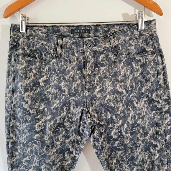 Theory Women's Animal Print Mid-Rise Skinny Pant Sz 10 Cotton Blend Minimalist - Picture 3 of 11
